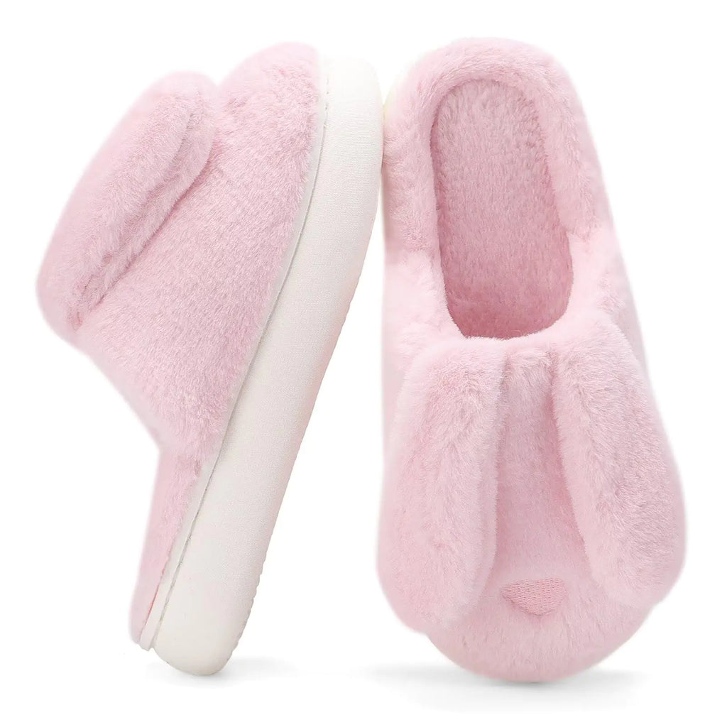 NineCiFun Womens Bunny Slippers Memory Foam House Plush Fluffy Rabbit Slippers Comfy Fuzzy Faux Fur Lining Indoor Animal Bedroom Shoes Pink 9 10
