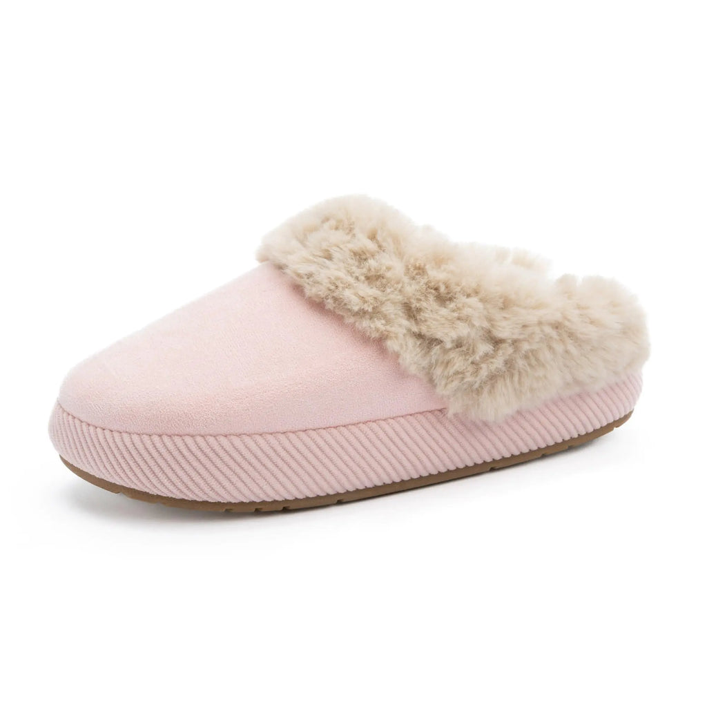 Chantomoo Slippers for Women and Men Memory Foam Slippers House Shoes Faux Suede Upper Rubber Sole Faux Fur Lining Warm Comfy Indoor Fuzzy Slippers Pink Size 11 12 10.5