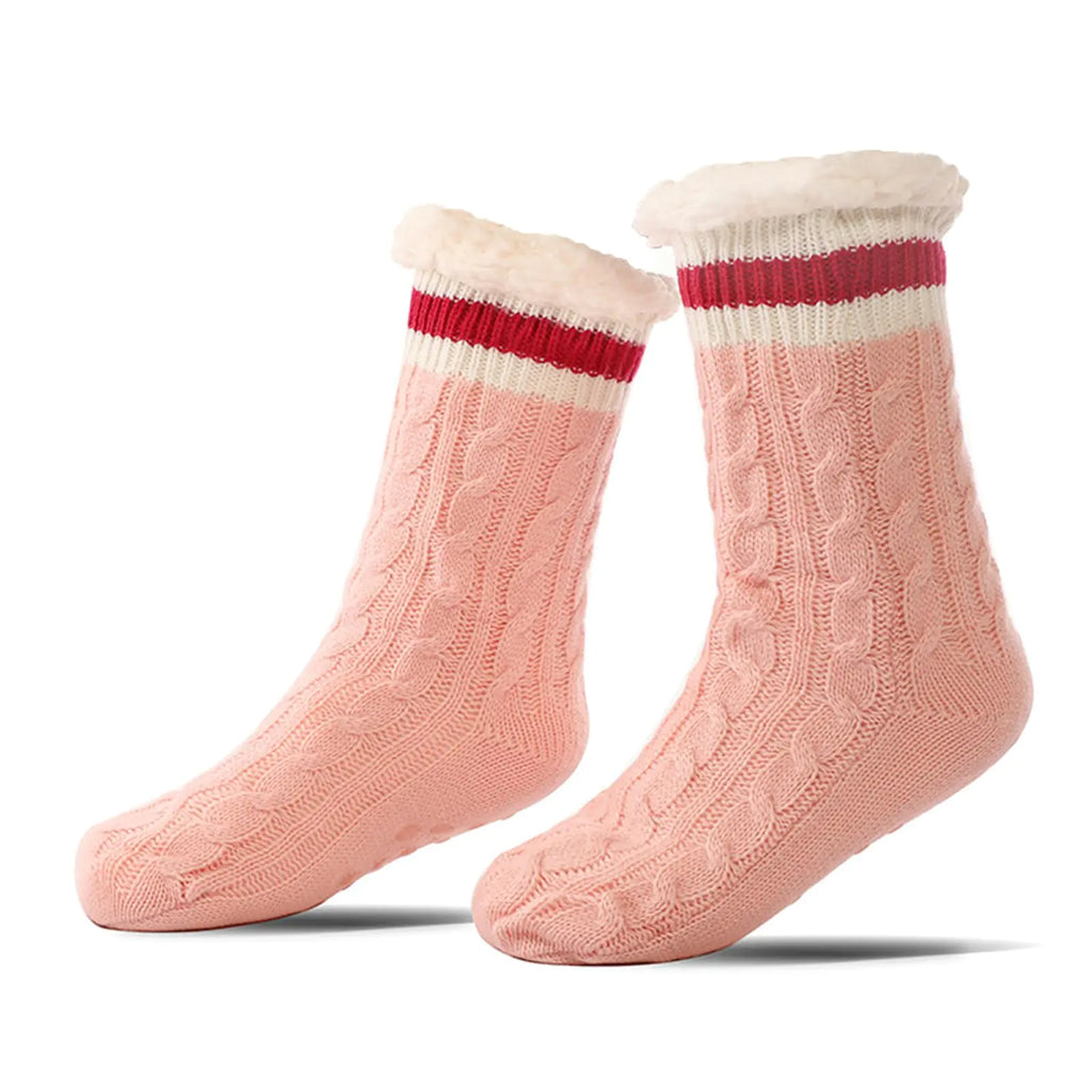 Evankin Womens Slipper Socks with Grippers Winter Warm Soft Cozy Fuzzy Non Slip Home Socks for Christmas (pink)
